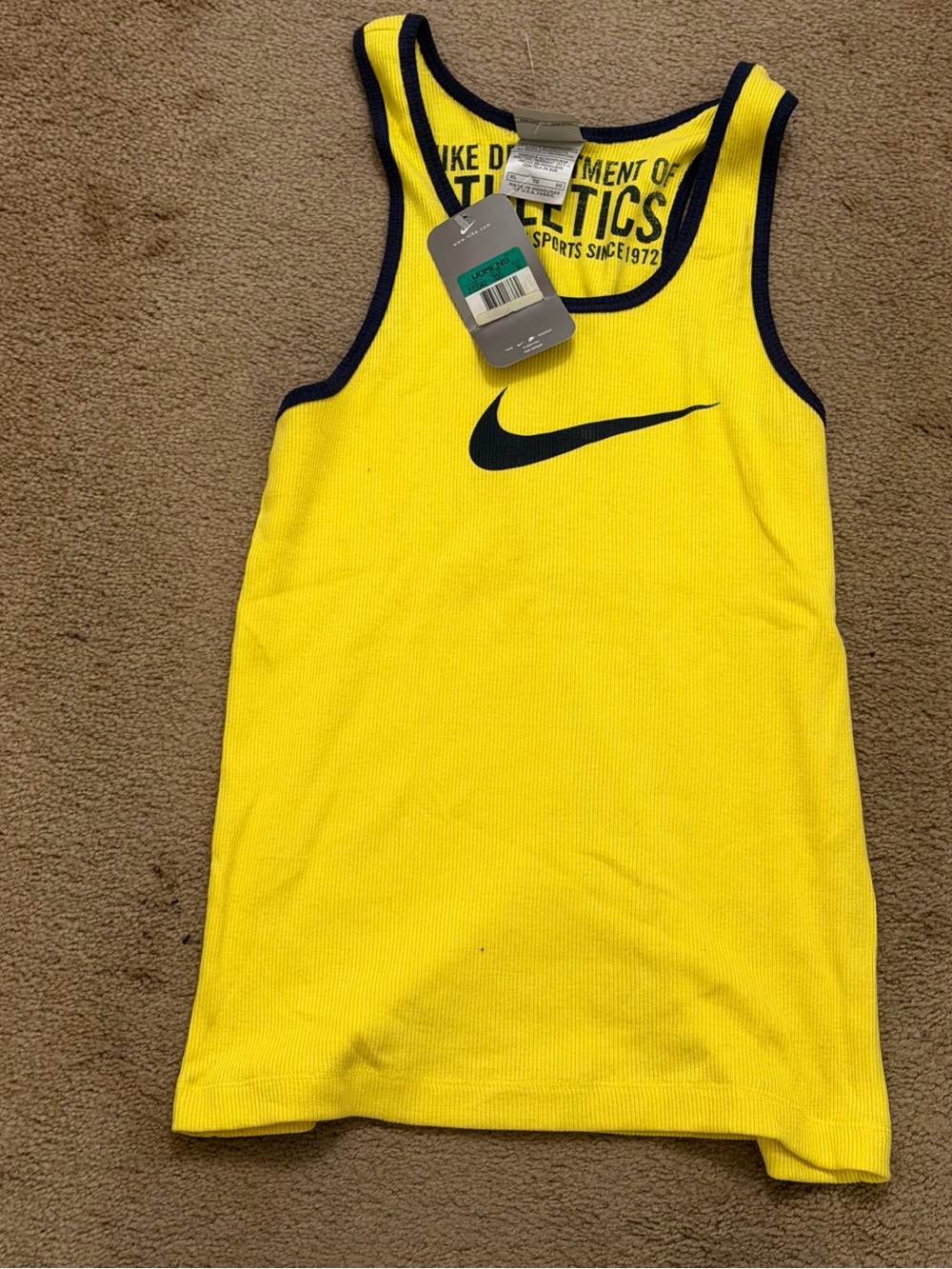Vintage Nike Yellow‎ Tank with Navy Trim and Navy Swoosh